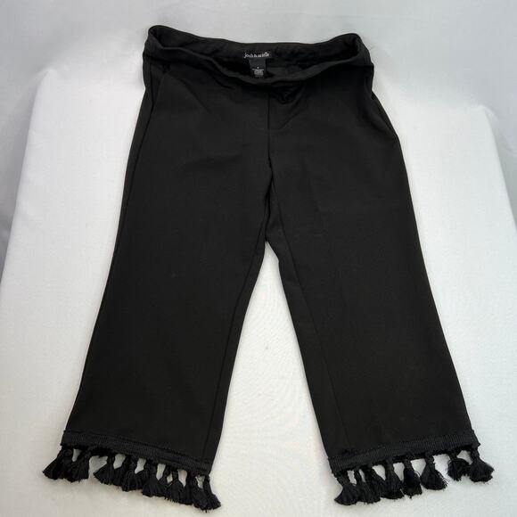 💥Josh & Arielle Black Crop Pants with Tassel Trim Women's size 8 - Picture 2 of 9